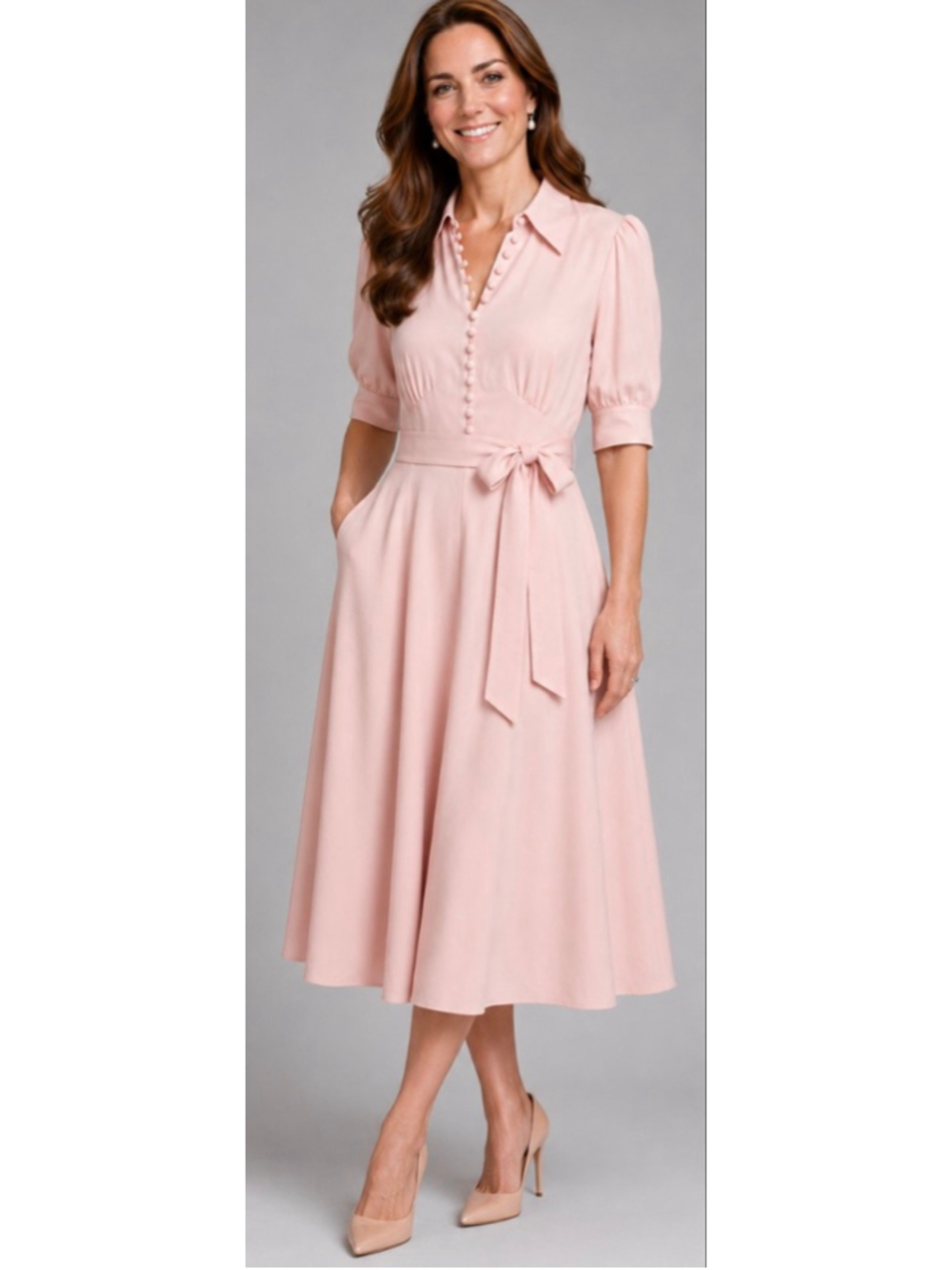 NWT LK Bennett Pink Midi Dress Size 6 - Picture 2 of 9